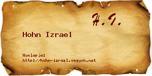 Hohn Izrael névjegykártya